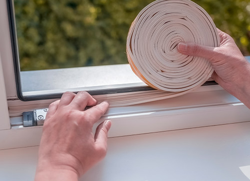 An individual uses a roll of paper to wipe a window, highlighting cleaning tips for hurricane-proofing homes in the Rio Grande Valley.